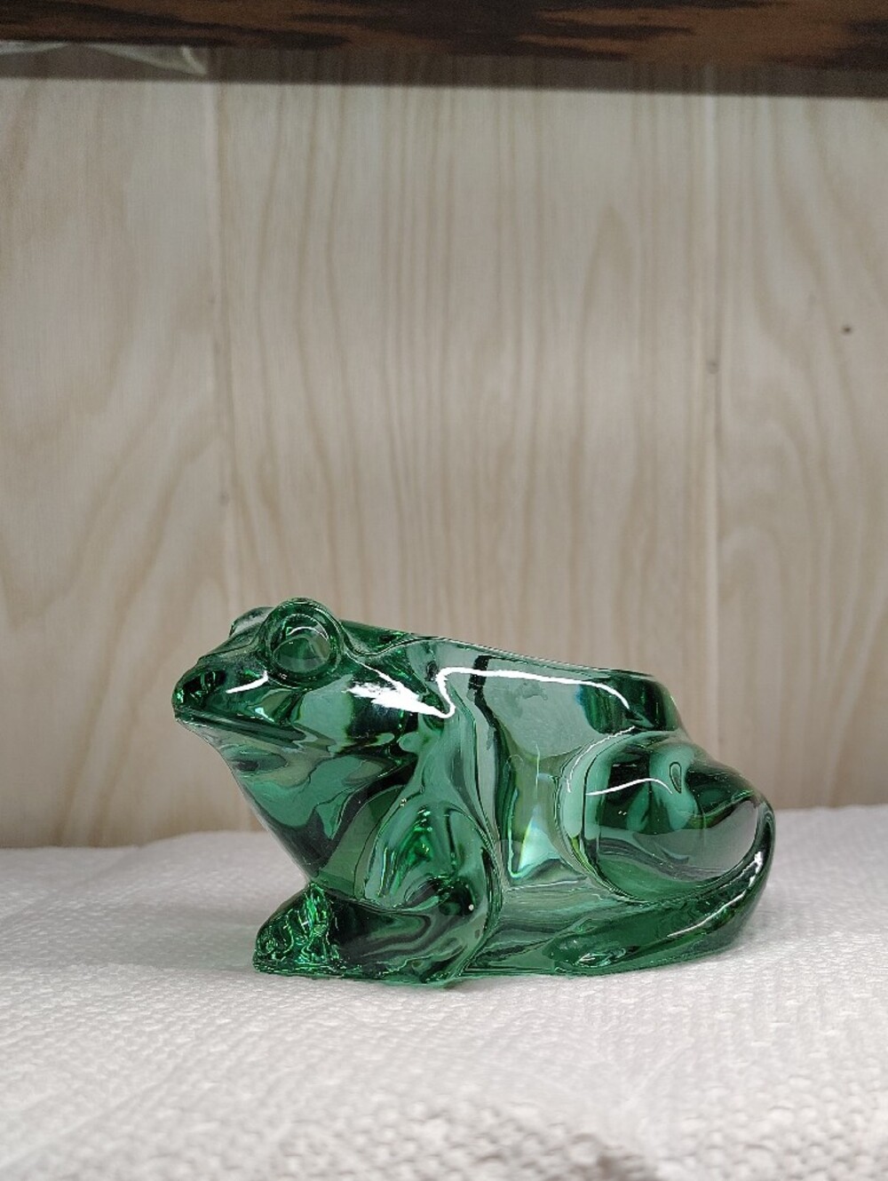 1970's-80's Vintage Green Indian Glass Frog Votive Candle Holder. 3 In Closet.